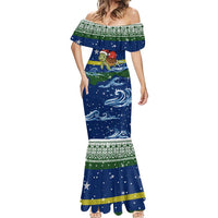 Curacao Christmas Mermaid Dress with Santa Turtle Ocean Waves Snowflakes and Holiday Gift Design - Wonder Print Shop