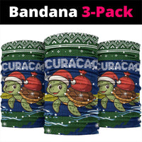 Curacao Christmas Neck Gaiter with Santa Turtle Ocean Waves Snowflakes and Holiday Gift Design - Wonder Print Shop