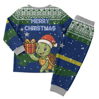 Curacao Christmas Pajama Set with Santa Turtle Ocean Waves Snowflakes and Holiday Gift Design - Wonder Print Shop