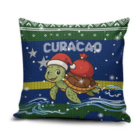 Curacao Christmas Pillow Cover with Santa Turtle Ocean Waves Snowflakes and Holiday Gift Design - Wonder Print Shop