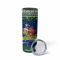 Curacao Christmas Skinny Tumbler with Santa Turtle Ocean Waves Snowflakes and Holiday Gift Design - Wonder Print Shop