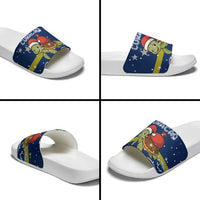 Curacao Christmas Slide Sandals with Santa Turtle Ocean Waves Snowflakes and Holiday Gift Design - Wonder Print Shop