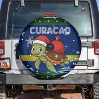Curacao Christmas Spare Tire Cover with Santa Turtle Ocean Waves Snowflakes and Holiday Gift Design - Wonder Print Shop