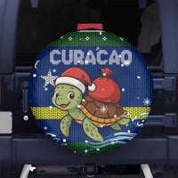 Curacao Christmas Spare Tire Cover with Santa Turtle Ocean Waves Snowflakes and Holiday Gift Design - Wonder Print Shop