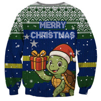 Curacao Christmas Sweatshirt with Santa Turtle Ocean Waves Snowflakes and Holiday Gift Design - Wonder Print Shop