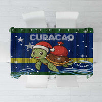 Curacao Christmas Tablecloth with Santa Turtle Ocean Waves Snowflakes and Holiday Gift Design - Wonder Print Shop