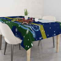 Curacao Christmas Tablecloth with Santa Turtle Ocean Waves Snowflakes and Holiday Gift Design - Wonder Print Shop