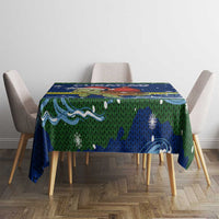 Curacao Christmas Tablecloth with Santa Turtle Ocean Waves Snowflakes and Holiday Gift Design - Wonder Print Shop