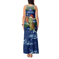 Curacao Christmas Tank Maxi Dress with Santa Turtle Ocean Waves Snowflakes and Holiday Gift Design - Wonder Print Shop