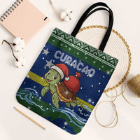 Curacao Christmas Tote Bag with Santa Turtle Ocean Waves Snowflakes and Holiday Gift Design - Wonder Print Shop