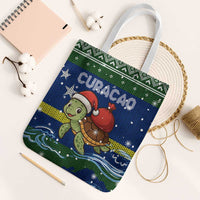 Curacao Christmas Tote Bag with Santa Turtle Ocean Waves Snowflakes and Holiday Gift Design - Wonder Print Shop