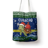 Curacao Christmas Tote Bag with Santa Turtle Ocean Waves Snowflakes and Holiday Gift Design - Wonder Print Shop