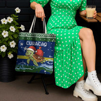 Curacao Christmas Tote Bag with Santa Turtle Ocean Waves Snowflakes and Holiday Gift Design - Wonder Print Shop