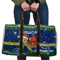 Curacao Christmas Travel Bag with Santa Turtle Ocean Waves Snowflakes and Holiday Gift Design - Wonder Print Shop