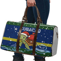 Curacao Christmas Travel Bag with Santa Turtle Ocean Waves Snowflakes and Holiday Gift Design - Wonder Print Shop