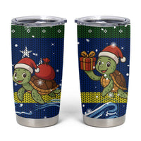 Curacao Christmas Tumbler Cup with Santa Turtle Ocean Waves Snowflakes and Holiday Gift Design - Wonder Print Shop