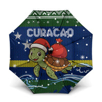 Curacao Christmas Umbrella with Santa Turtle Ocean Waves Snowflakes and Holiday Gift Design - Wonder Print Shop