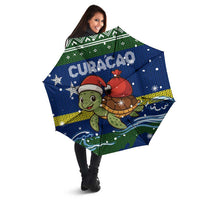 Curacao Christmas Umbrella with Santa Turtle Ocean Waves Snowflakes and Holiday Gift Design - Wonder Print Shop