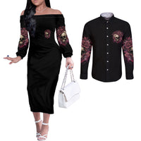 my-give-a-f-rose-skull-couples-matching-off-the-shoulder-long-sleeve-dress-and-long-sleeve-button-shirt