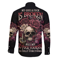 My Give A F Rose Skull Family Matching Off Shoulder Long Sleeve Dress and Hawaiian Shirt - Wonder Print Shop