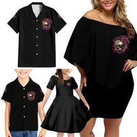 My Give A F Rose Skull Family Matching Off Shoulder Short Dress and Hawaiian Shirt - Wonder Print Shop