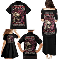 My Give A F Rose Skull Family Matching Puletasi Dress and Hawaiian Shirt - Wonder Print Shop