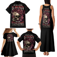 My Give A F Rose Skull Family Matching Tank Maxi Dress and Hawaiian Shirt - Wonder Print Shop
