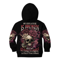 My Give A F Rose Skull Kid Hoodie - Wonder Print Shop