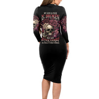 My Give A F Rose Skull Long Sleeve Bodycon Dress - Wonder Print Shop