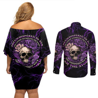 I Am The Storm Rose Skull Couples Matching Off Shoulder Short Dress and Long Sleeve Button Shirt - Wonder Print Shop