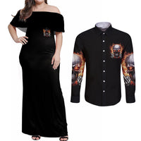 Give Me A F Is Broken But My Go F Yourself Couples Matching Off Shoulder Maxi Dress and Long Sleeve Button Shirt - Wonder Print Shop