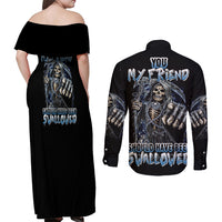 You My Friend Should Have Been Swallowed Couples Matching Off Shoulder Maxi Dress and Long Sleeve Button Shirt - Wonder Print Shop