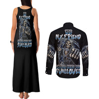 You My Friend Should Have Been Swallowed Couples Matching Tank Maxi Dress and Long Sleeve Button Shirt - Wonder Print Shop