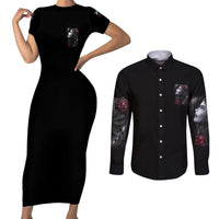 Don't Try To Figure Me Out Couples Matching Short Sleeve Bodycon Dress and Long Sleeve Button Shirt - Wonder Print Shop
