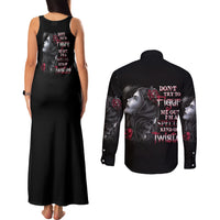 Don't Try To Figure Me Out Couples Matching Tank Maxi Dress and Long Sleeve Button Shirt - Wonder Print Shop