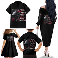 Don't Try To Figure Me Out Family Matching Off Shoulder Long Sleeve Dress and Hawaiian Shirt - Wonder Print Shop