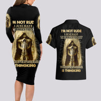 I'm Not Rude I Just Have The Balls Couples Matching Long Sleeve Bodycon Dress and Hawaiian Shirt - Wonder Print Shop