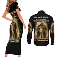 I'm Not Rude I Just Have The Balls Couples Matching Short Sleeve Bodycon Dress and Long Sleeve Button Shirt - Wonder Print Shop