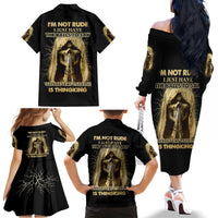 I'm Not Rude I Just Have The Balls Family Matching Off Shoulder Long Sleeve Dress and Hawaiian Shirt - Wonder Print Shop