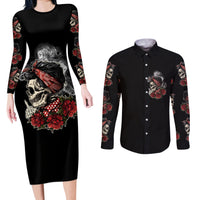 Skl Rose - Zero Fck Given Couples Matching Long Sleeve Bodycon Dress and Long Sleeve Button Shirt - Wonder Print Shop