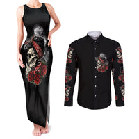 Skl Rose - Zero Fck Given Couples Matching Tank Maxi Dress and Long Sleeve Button Shirt - Wonder Print Shop