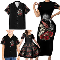Skl Rose - Zero Fck Given Family Matching Short Sleeve Bodycon Dress and Hawaiian Shirt - Wonder Print Shop