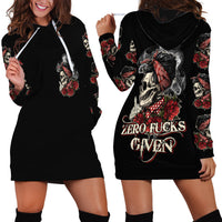 Skl Rose - Zero Fck Given Hoodie Dress - Wonder Print Shop