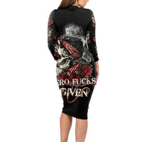 Skl Rose - Zero Fck Given Long Sleeve Bodycon Dress - Wonder Print Shop