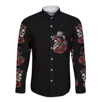 Skl Rose - Zero Fck Given Long Sleeve Button Shirt - Wonder Print Shop