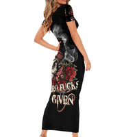 Skl Rose - Zero Fck Given Short Sleeve Bodycon Dress - Wonder Print Shop