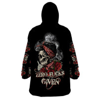 Skl Rose - Zero Fck Given Wearable Blanket Hoodie - Wonder Print Shop