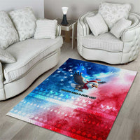 USA Christmas Area Rug with Santa Eagle Red White Blue Snowflake Pattern and American Flag - Wonder Print Shop