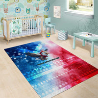 USA Christmas Area Rug with Santa Eagle Red White Blue Snowflake Pattern and American Flag - Wonder Print Shop