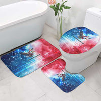 USA Christmas Bathroom Set with Santa Eagle Red White Blue Snowflake Pattern and American Flag - undefined